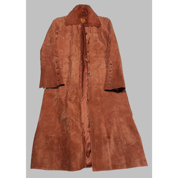 John Carlisle - Anonymous women's Suede Leather Long Coat Size M - Picture 3 of 7